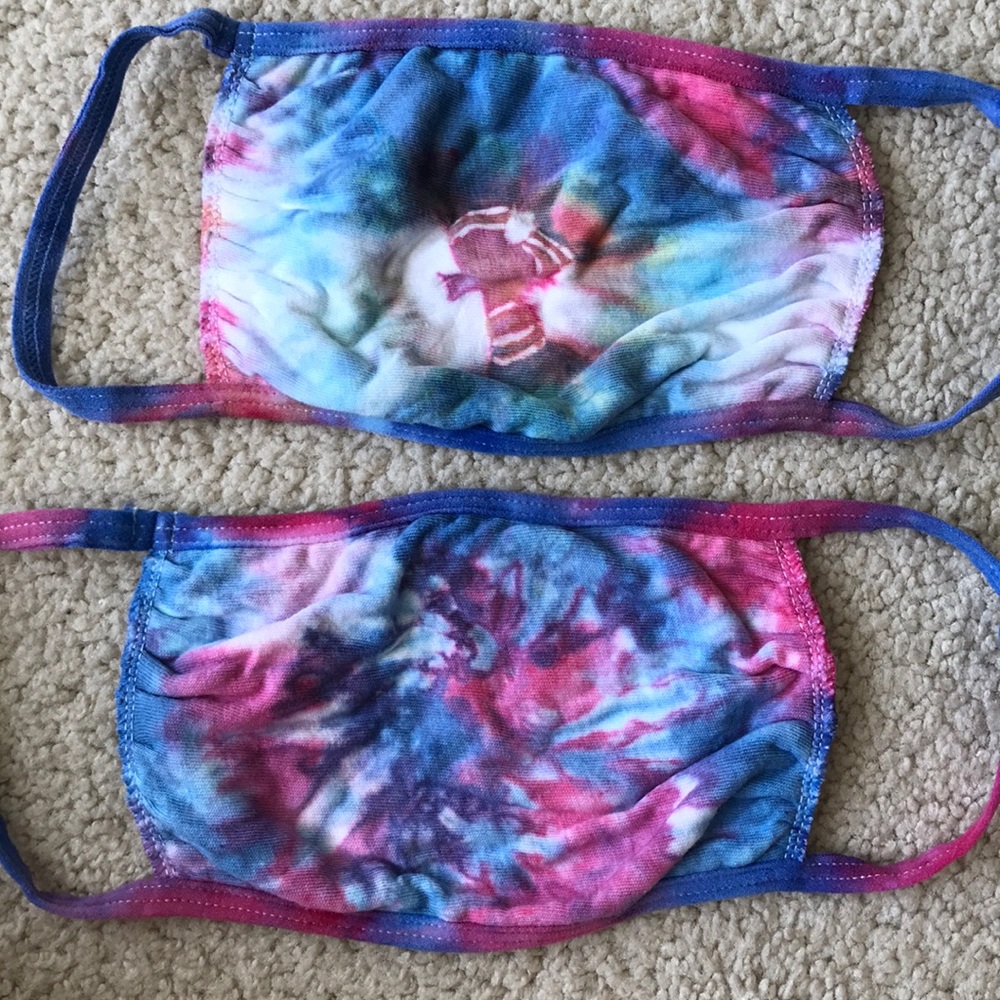 2 tie dye cotton face masks 😷✌️  pink blue - Picture 2 of 6